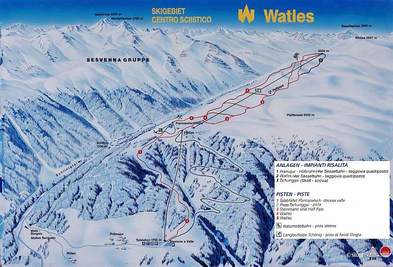 Mappa Piste Sci Watles